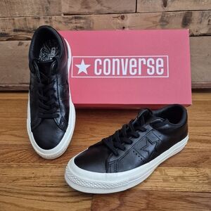 Converse One Star OX Black Leather Shoes Chuck Taylor Unisex Streetwear